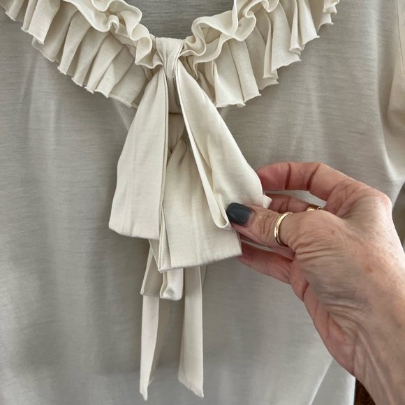 Leifsdottir cream silk/cotton blend ruffle top size medium - Picture 2 of 6